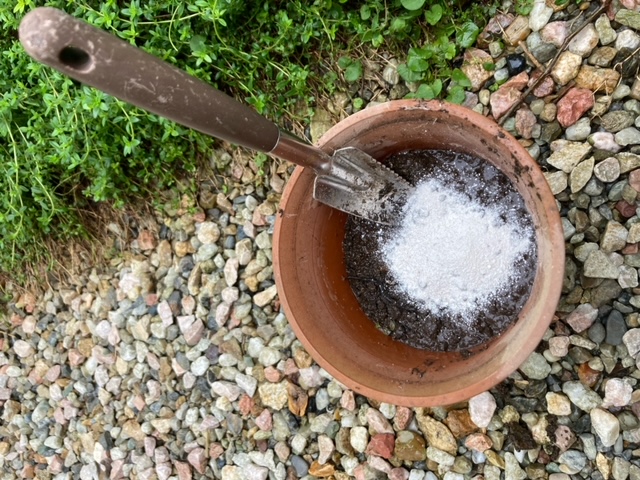 卵の殻パウダーをかける