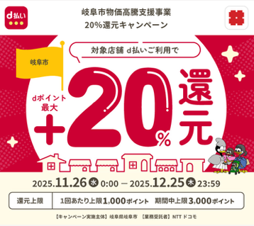 岐阜市物価高騰支援事業20％還元キャンペーン