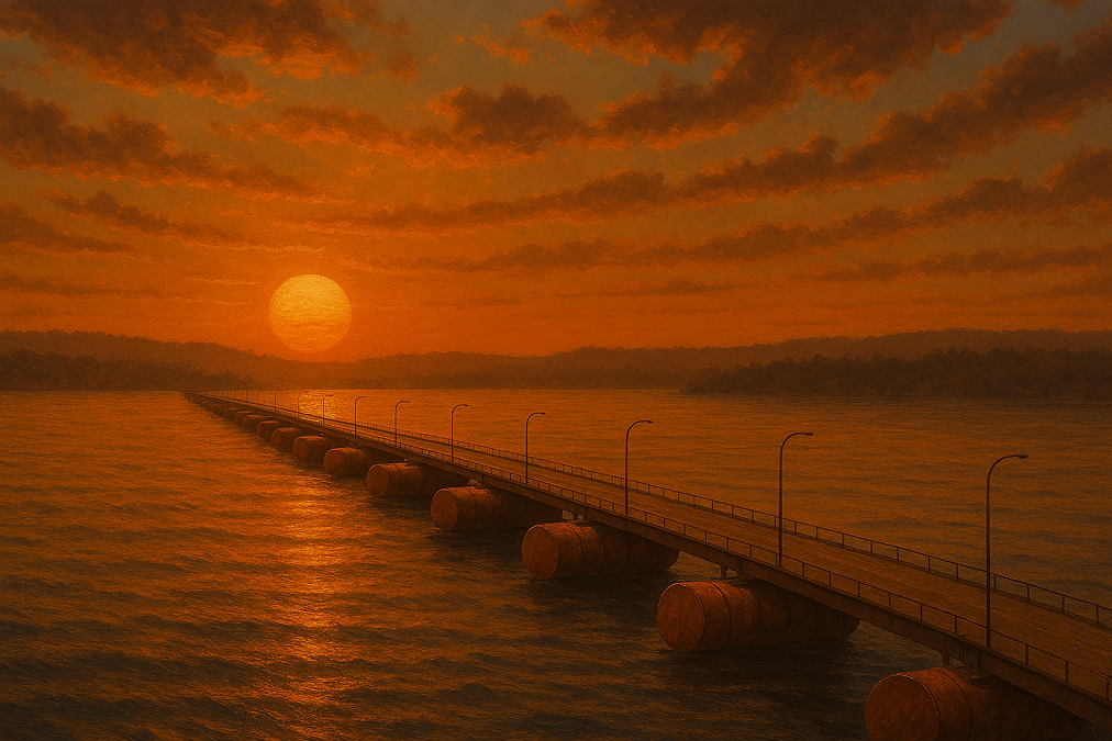 トラックも走れるドラム缶橋