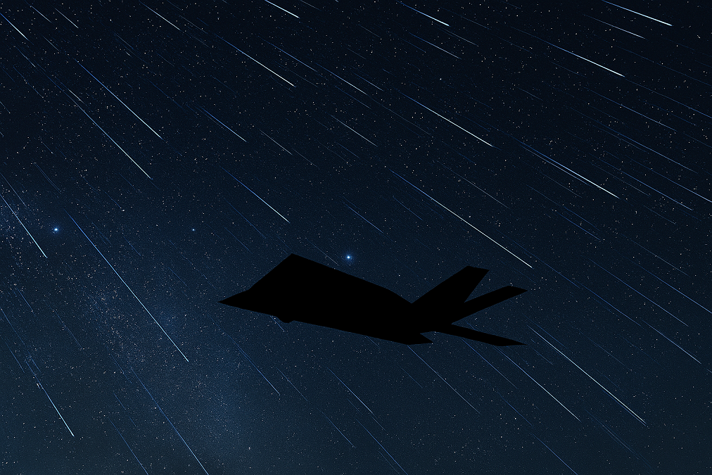 宇宙線を浴びるステルス戦闘機